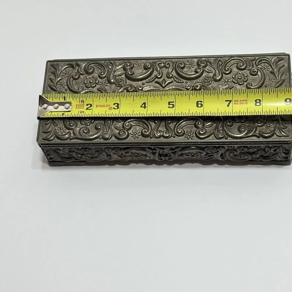 VINTAGE - GODINGER 1992 SILVER PLATED RECTANGULAR JEWELRY BOX WITH SOFT LINING